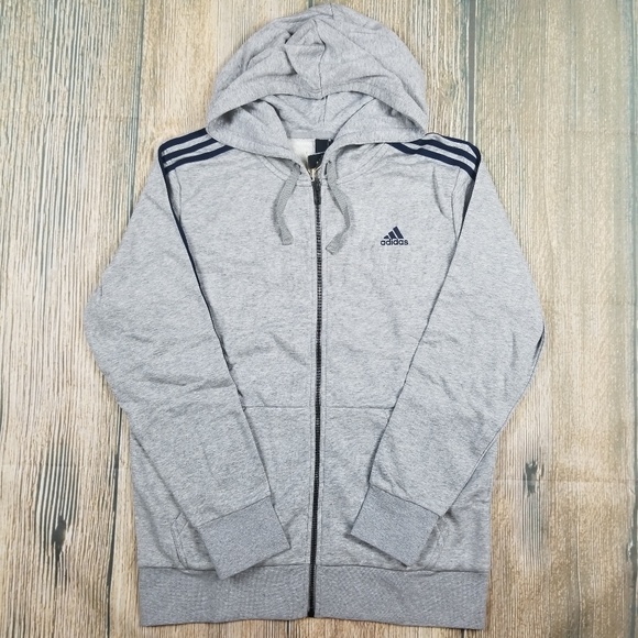 adidas 3 stripes hoodie grey